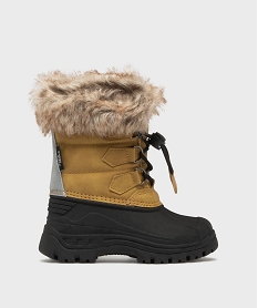 GEMO Boots fourrés avec col en fourrure imitation garçon - Buggy Brun