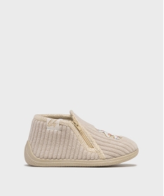 GEMO Chaussons montants zippés en velours côtelée bébé fille - LuluCastagnette beige chine