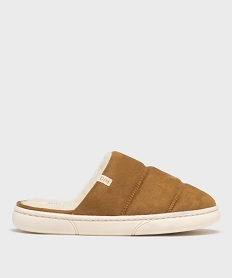 GEMO Chaussons mules en suédine avec doublure chaude femme - DIM Brun