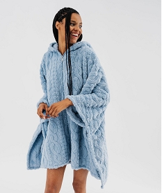 GEMO Veste d’intérieur à capuche forme poncho femme bleu standard