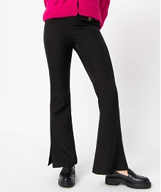 GEMO Pantalon femme coupe flare avec bas fendus Noir