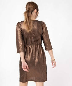 robe de soiree femme en matiere scintillante brunO533201_3