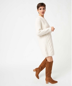 GEMO Robe pull en maille torsadée incrustée de fil pailleté Beige