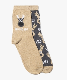 GEMO Chaussettes femme spéciales Noël (lot de 2) Beige