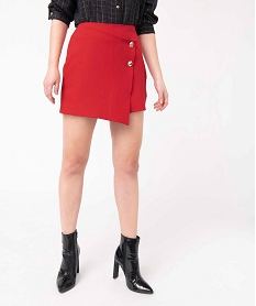 GEMO Short-jupe femme avec boutons fantaisie Rouge