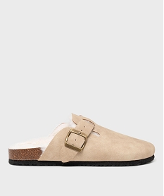 GEMO Sabots fourrés en suédine femme beige standard