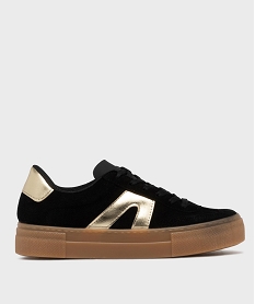 GEMO Baskets dessus cuir avec patchs léopard femme - Camps United noir chine