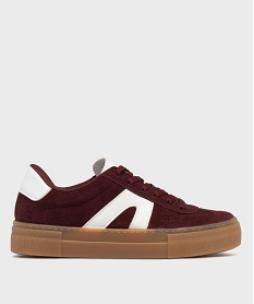 GEMO Baskets dessus cuir avec patchs léopard femme - Camps United Rouge