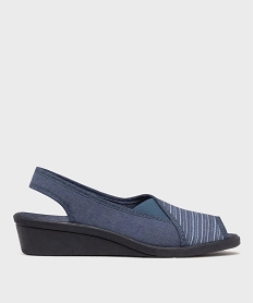GEMO Chaussons à talon compensé bout et talon ouverts femme Bleu