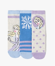 GEMO Chaussettes filles avec motifs Reine des Neiges (lot de 3) - Disney Bleu