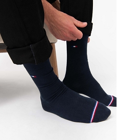 chaussettes homme tige haute a fines rayures tricolores - la chaussette bleuP189301_3