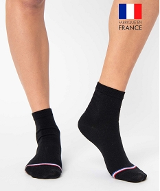 chaussettes femme tige haute a rayures tricolores - la chaussette noirP189701_1