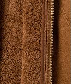 sweat garcon a capuche fermeture zippee avec doublure chaude brun sweatsP190701_2