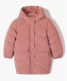 GEMO Manteau fille matelassé à capuche avec doublure peluche Rose