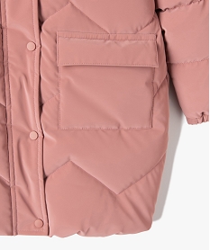 manteau fille matelasse a capuche avec doublure peluche rose doudounesP191201_2