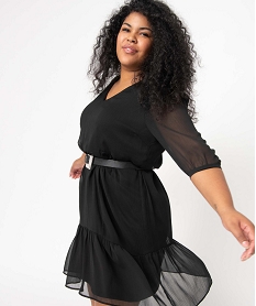 GEMO Robe femme grande taille en voile à manches courtes noir standard