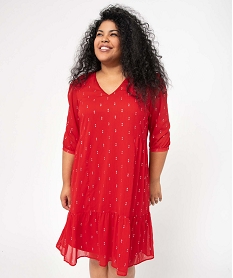 GEMO Robe femme grande taille à motifs scintillants Rouge