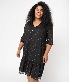 GEMO Robe femme grande taille à motifs scintillants Noir