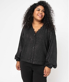 GEMO Gilet femme grande taille pailletée à gros boutons noir standard