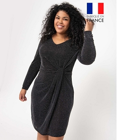 GEMO Robe femme grande taille pailletée à effet drapée noir standard