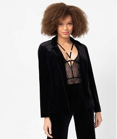 GEMO Blazer femme en velours porté ouvert noir standard