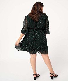 robe femme grande taille a manches 34 avec motifs scintillants vertP360101_3