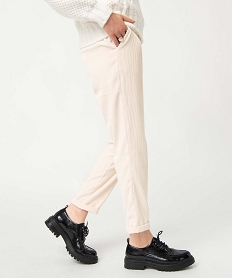 GEMO Pantalon femme en velours côtelé coupe large blanc chine