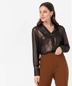 chemise femme transparente scintillante brun chemisiersP523801_1