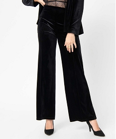 GEMO Pantalon femme en velours coupe ample noir standard