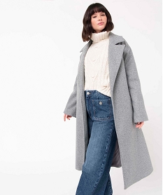 manteau femme coupe oversize avec larges poches plaquees grisP606201_1