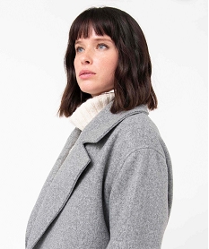 manteau femme coupe oversize avec larges poches plaquees grisP606201_2