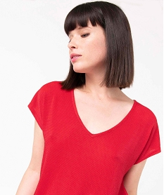 tee-shirt femme scintillant a manches ultra courtes rouge hauts a paillettesP606601_1
