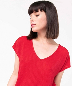 GEMO Tee-shirt femme scintillant à manches ultra courtes rouge standard