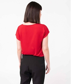 tee-shirt femme scintillant a manches ultra courtes rougeP606601_3