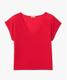 tee-shirt femme scintillant a manches ultra courtes rougeP606601_4