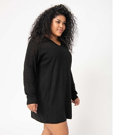 GEMO Robe pull femme grande taille fantaisie et pailletée Noir