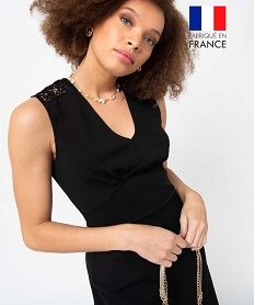 robe femme sans manches avec empiecements dentelle noirP606801_1