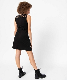 robe femme sans manches avec empiecements dentelle noirP606801_3