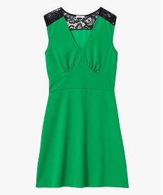 robe femme sans manches avec empiecements dentelle vert robesP606901_4