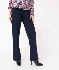 GEMO Pantalon femme coupe ample avec boutons sur les hanches Bleu