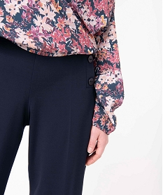 pantalon femme coupe ample avec boutons sur les hanches bleu pantalonsP982901_2