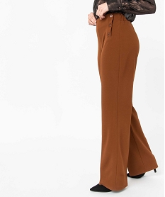 pantalon femme coupe ample avec boutons sur les hanches brun pantalonsP983001_1