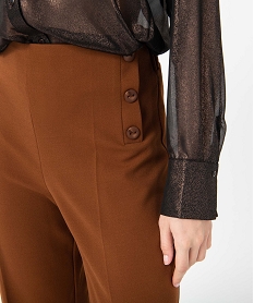 pantalon femme coupe ample avec boutons sur les hanches brun pantalonsP983001_2