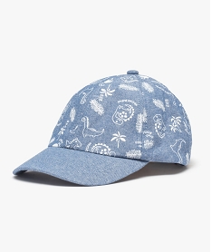 GEMO Casquette bébé garçon en jean imprimé de motifs dinosaures bleu standard