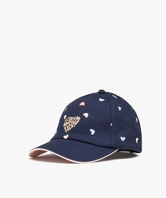 casquette bebe fille a motifs coeurs et inscription pailletee bleuQ091101_1