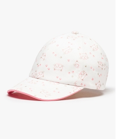 casquette bebe fille souple a motif chat all over et visiere bicolore blancQ091201_1