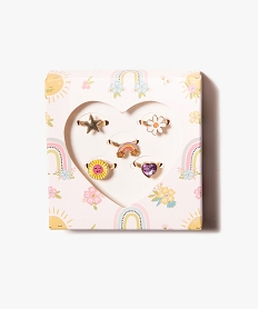 coffret de bagues pour fille a motif en relief (lot de 5) multicoloreQ095401_1