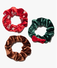 GEMO Chouchous pour les cheveux en velours motif Noël (lot de 3) Multicolore
