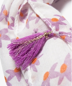 foulard fille forme snood a motifs fleuris et pompons blanc standard foulards echarpes et gantsQ098701_2