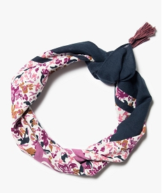 foulard file a message avec motifs fleuris et pompons rose standard foulards echarpes et gantsQ098901_1